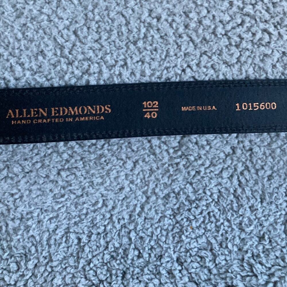 Allen Edmonds Dress Belt 40 Handmade in USA Leather Black Silver Classic Luxury - Picture 5 of 14